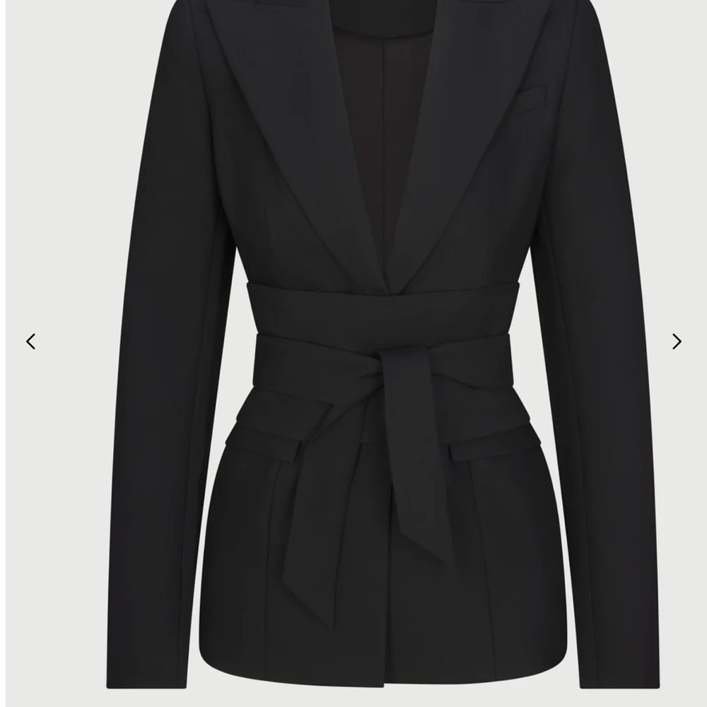 Naked Wardrobe Power Shoulder Belted Black Women's Blazer